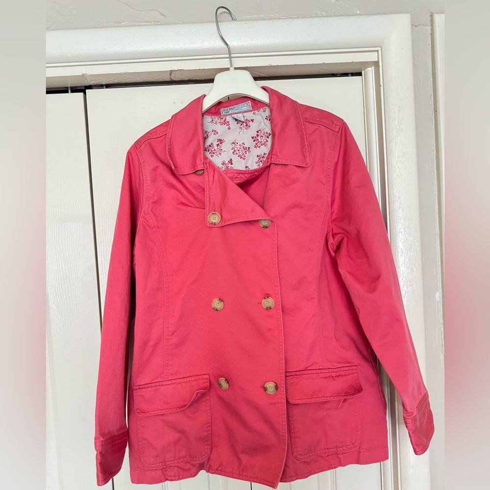 Old Navy Women's Coral Trench Coat peacoat cotton - Picture 2 of 6